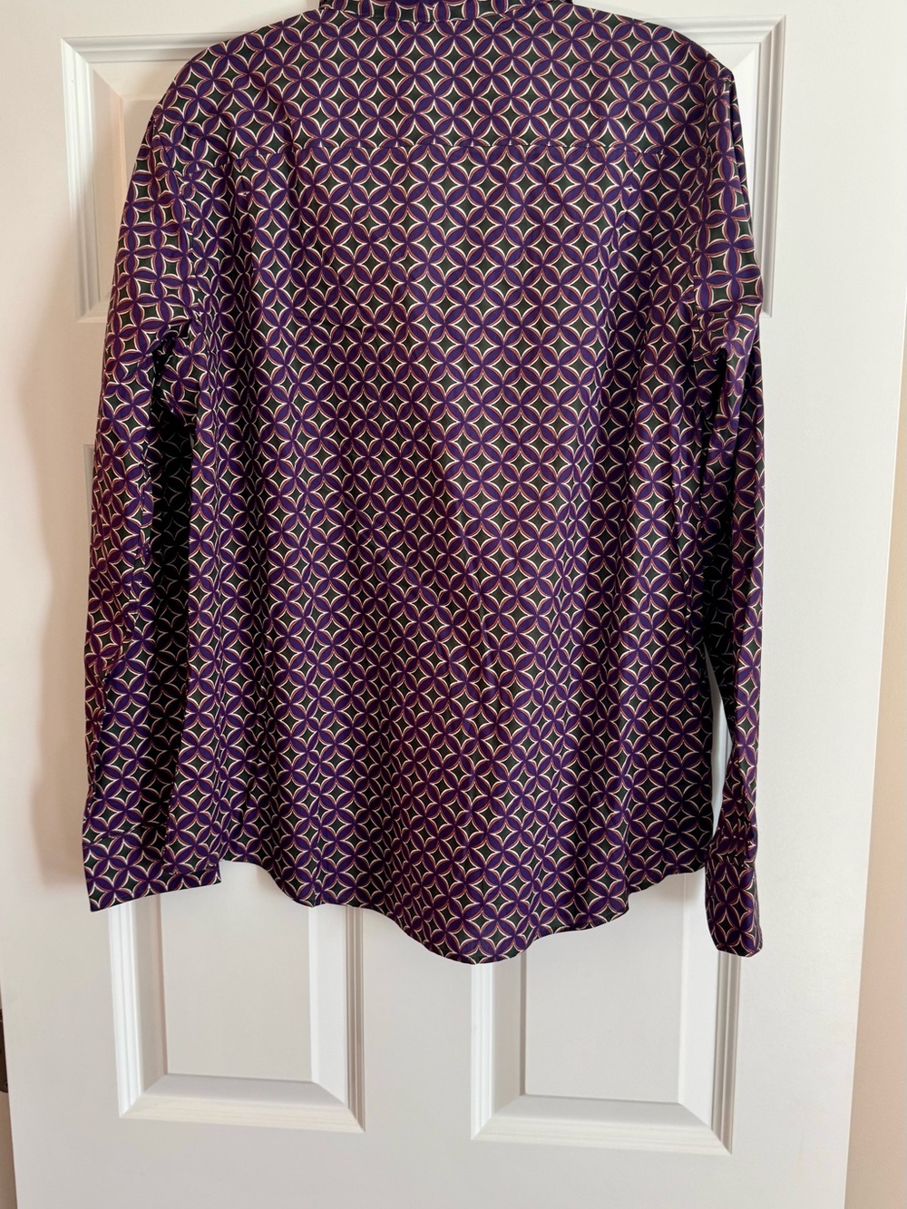 NWT Sarah Alexander Signature Four Seasons Blouse Cotton Purple Green 12 - Picture 4 of 5